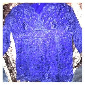 Really cute royal blue blouse with lace